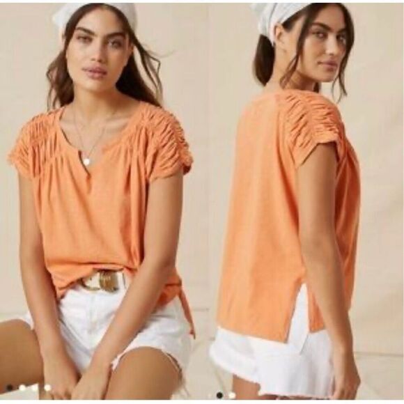 Anthropologie Pilcro Pleated Shoulder Shirt - Picture 1 of 8